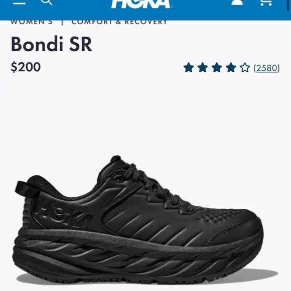 HOKA Bondi SR Black Sneakers size women’s 8 - Picture 1 of 13